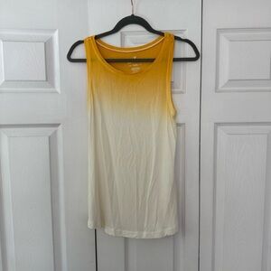 Women’s S Soft and sexy flowy yellow and white ombré summer tank top: beach